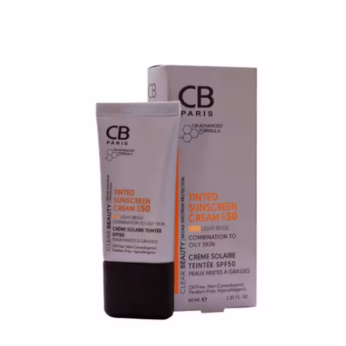 کرم ضد آفتاب SPF50 پوست مختلط تا چرب سی بی پاریس 40 میلی لیتر | بژ طبیعی