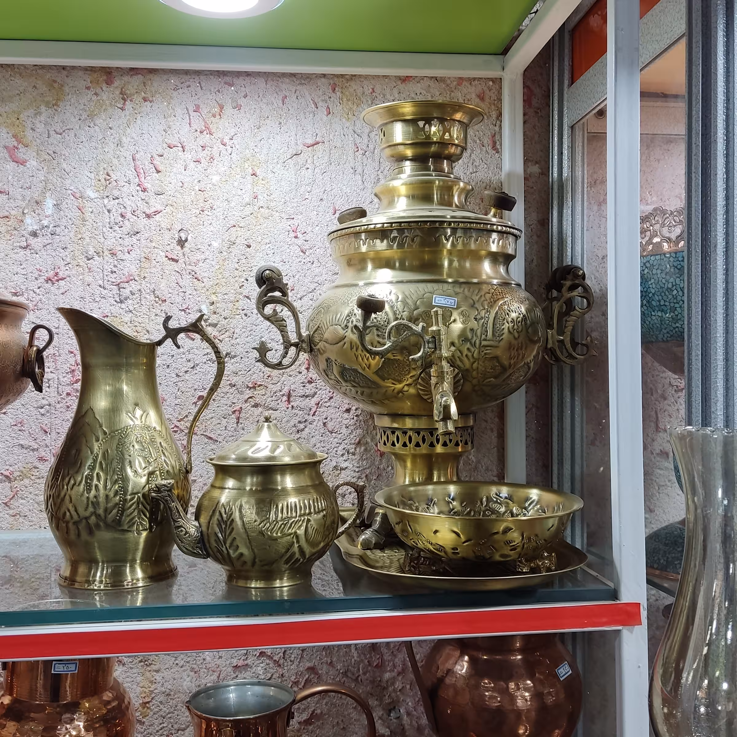 سرویس سماور برنجی طرح دار4لیتر