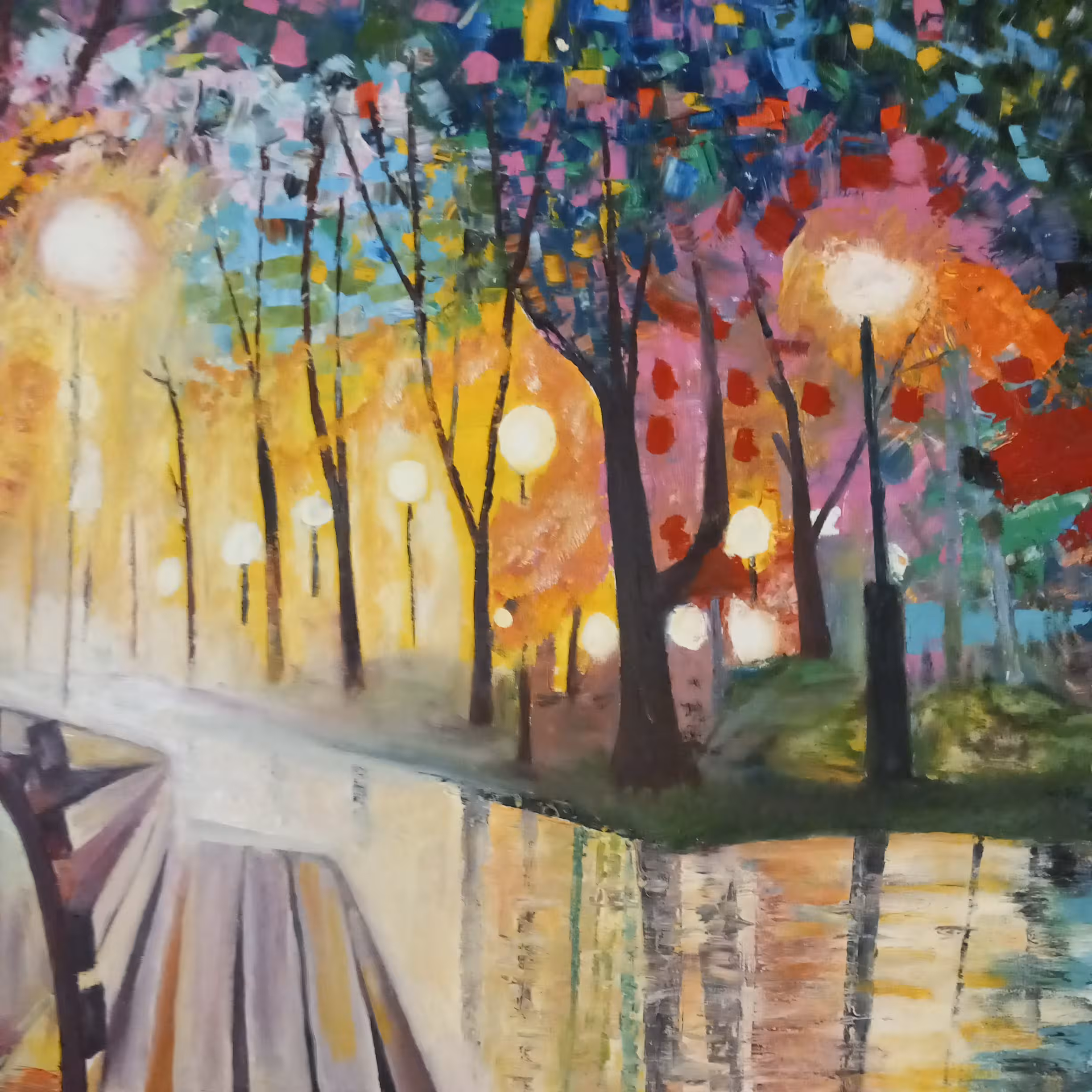 نقاشی رنگ روغن کار دست روی بوم بسیار نفیس و ماندگار  زیبا