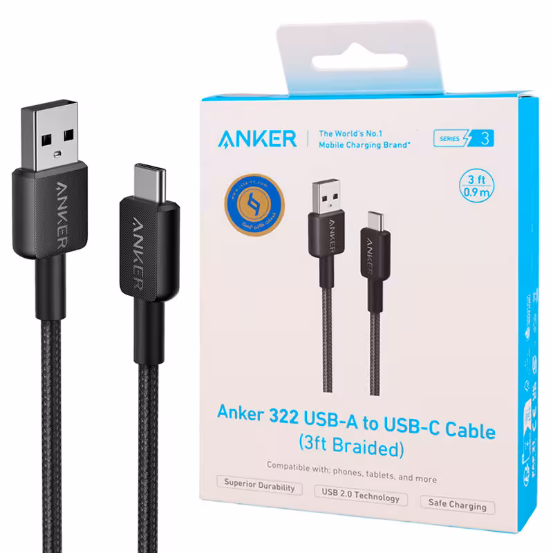 کابل شارژ تایپ سی Anker سری 322 مدل A81H5 با طول 90 سانتی متر