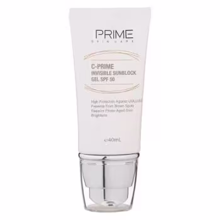 ژل ضد آفتاب بی‌رنگ پرایم SPF50 مدل C-Prime مناسب برای انواع پوست، حجم 40 میلی‌لیتر