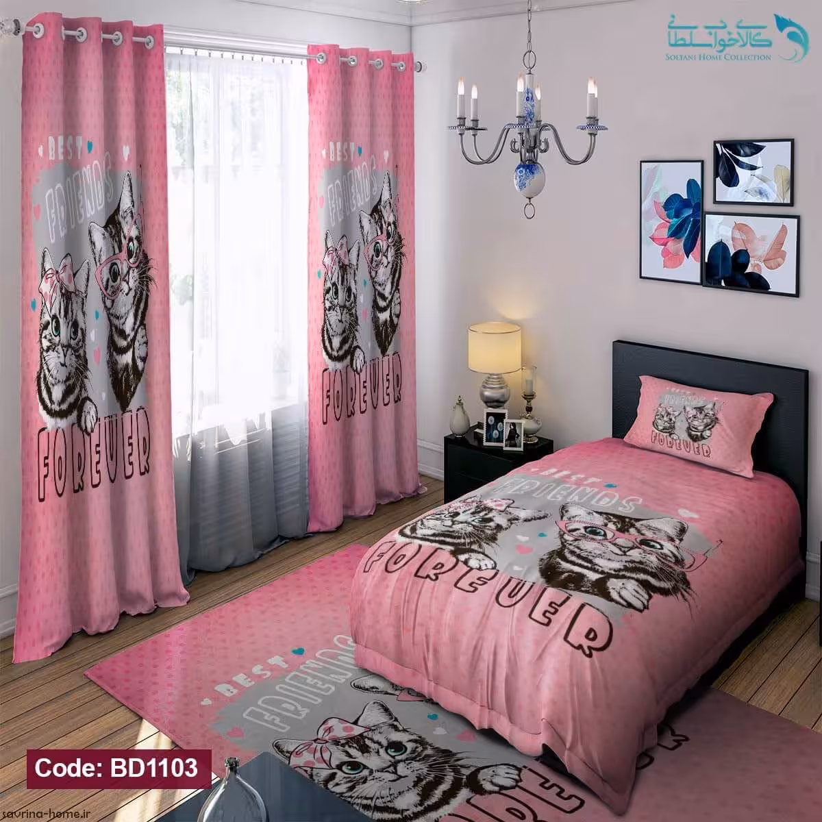 روتختی طرح گربه یکنفره کد BD1103