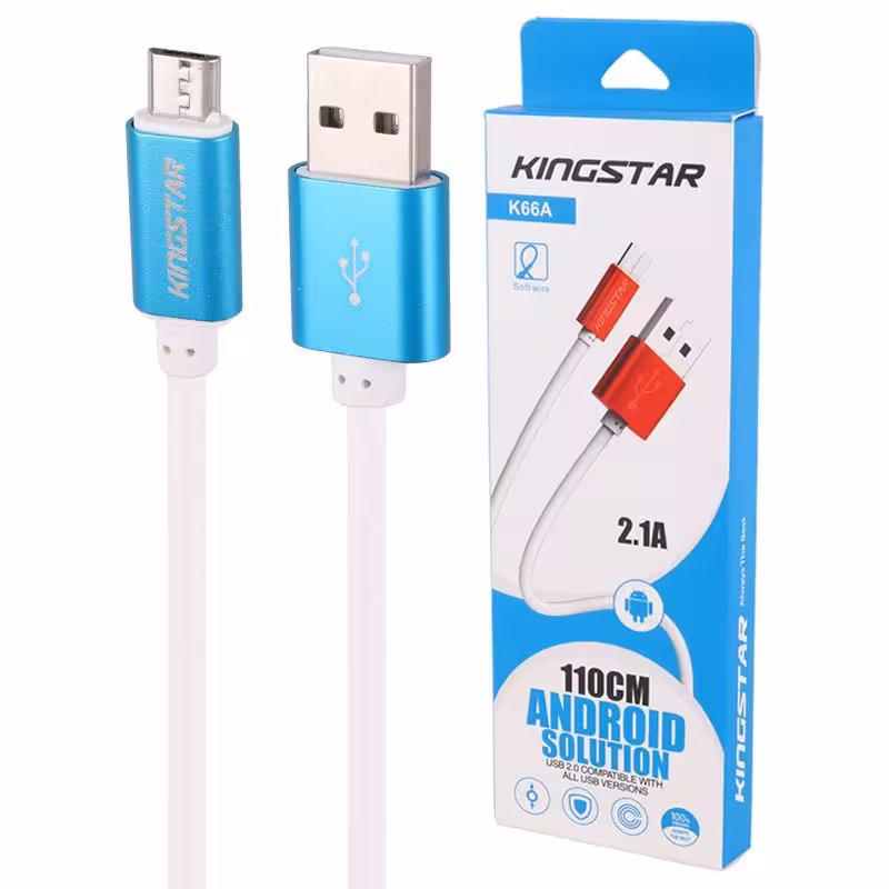 کابل میکرو یو اس بی KingStar K66A 2.1A 1.1m