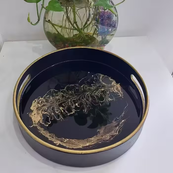 سینی مدرن چوبی گرد رزینی