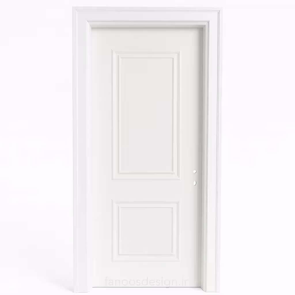 درب داخلی سفید کلاسیک دو قاب کد 30241
