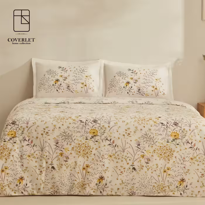 ست کاوری طرحدار سفید زرد مدل Lussi