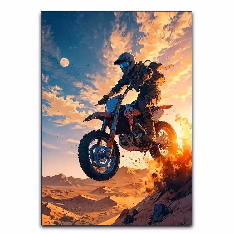 تابلو موتورسواری در کویر