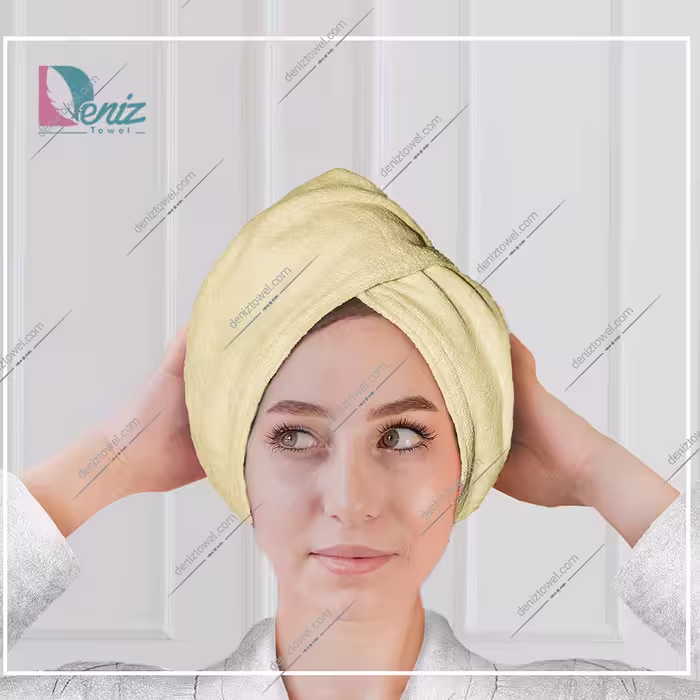 حوله سر طرح ساده مدل کلاه پیچ رنگ زرد روشن