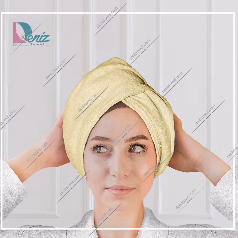 حوله سر طرح ساده مدل کلاه پیچ رنگ زرد روشن