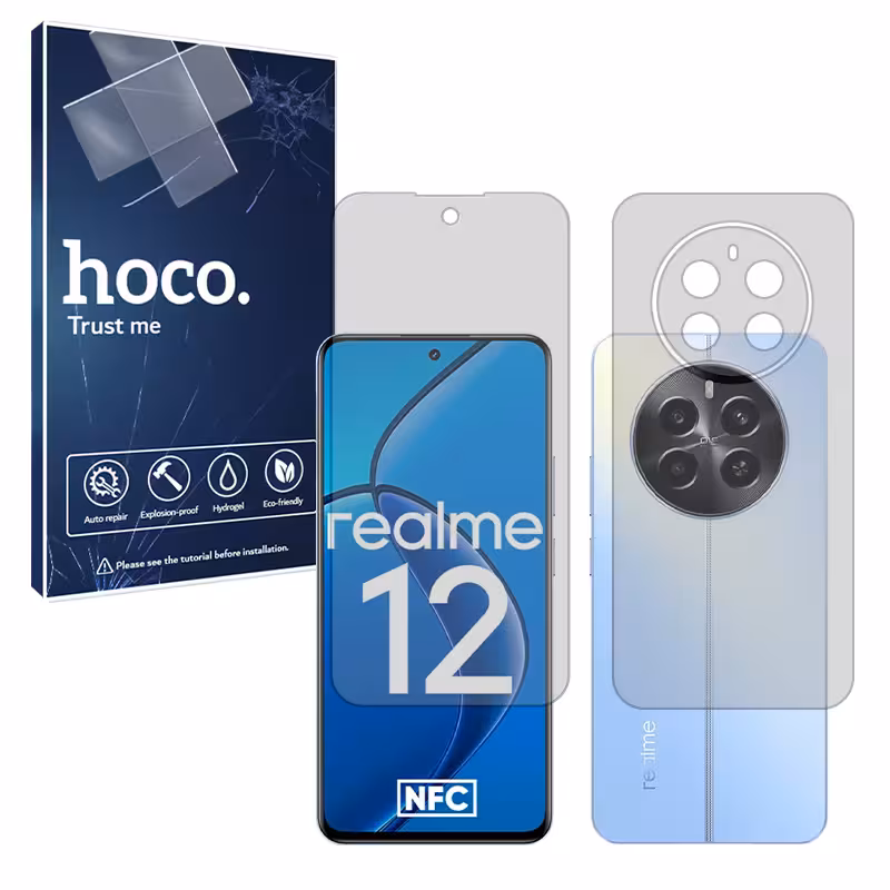 گلس صفحه نمایش و پشت گوشی ریلمی Realme 12 4G مدل مات برند هوکو کد SS