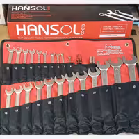 ست آچار 22 عددی هانسول یکسر تخت یکسر رینگ مدل HS1122 چین 8 تا 32 برند HANSOL