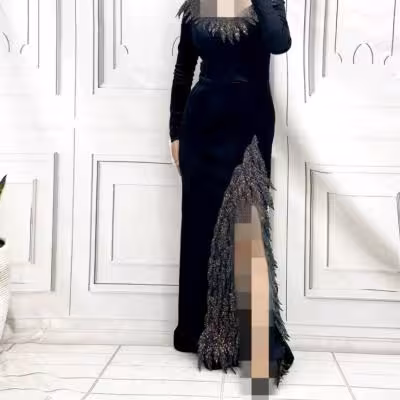 پیراهن شب زنانه مخمل مدل جدید و شیک لباس فرمالیته ماکسی مجلسی دخترانه