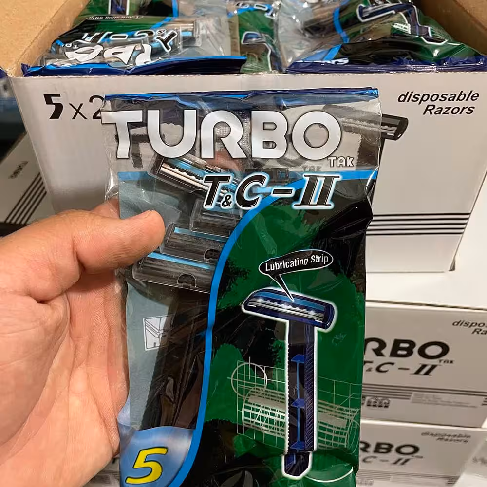 تیغ توربو طرح دورکو دولبه صابون دار مجموعه 20 بسته 5عددی خودتراش TURBO
