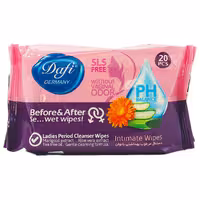 دستمال مرطوب بهداشتی بانوان دافی بسته 20 عددی
