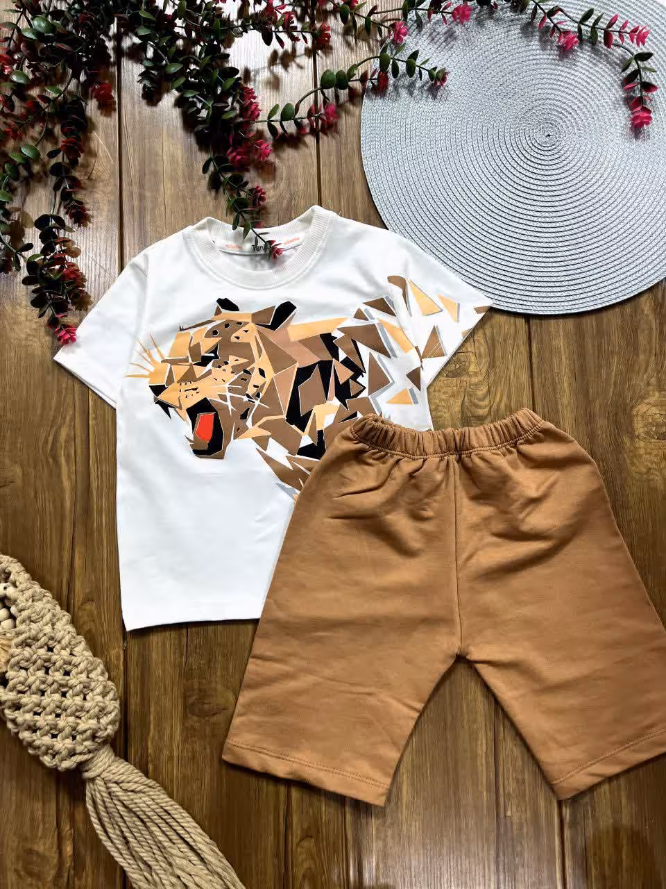 لباس بچه گانه تیشرت شلوارک پلنگ پازلی