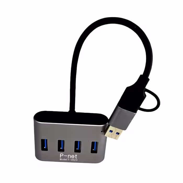 هاب USB 3.0 و USB-C پی‌نت مدل P-3623 (4 پورت)