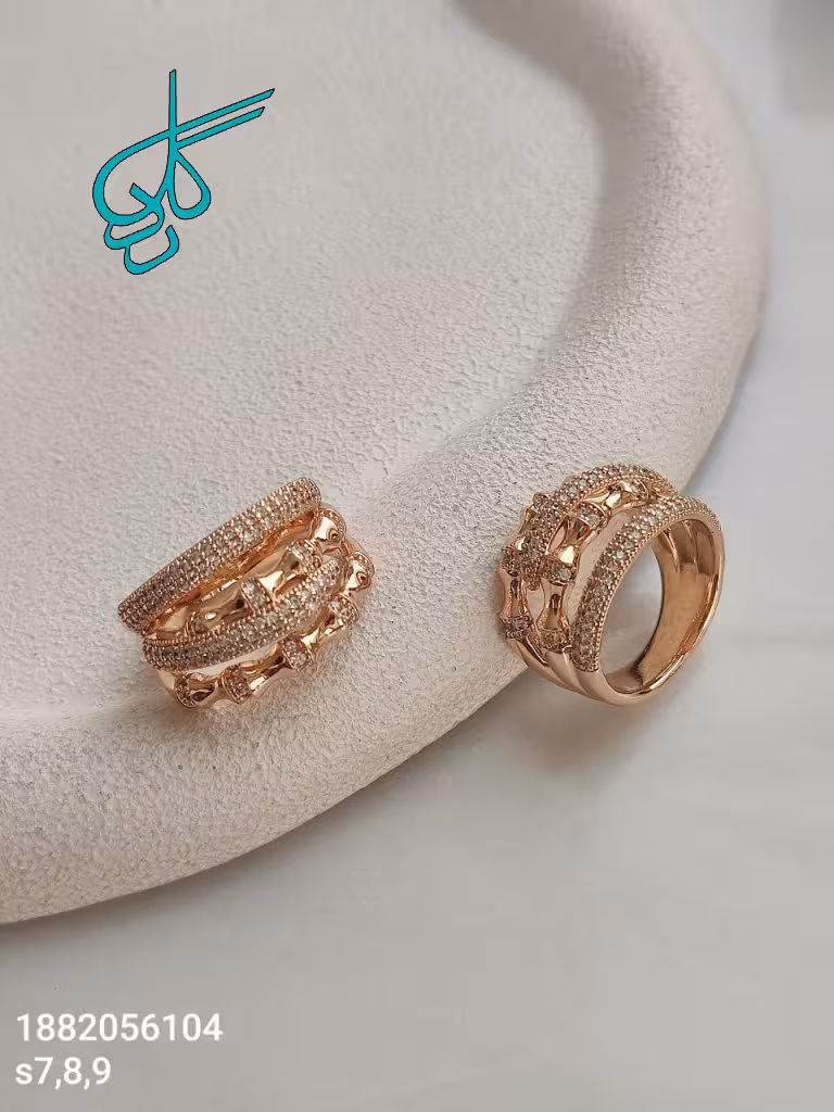 خرید انگشتر زنانه جدید نگین دار سه لاین شیک مارک ژوپینگ رنگ ثابت ضدحساسیت آبکاری شده کیفیت عالی کد 2016369 - ردگل