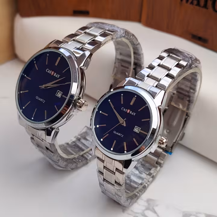 ست ساعت زنانه مردانه نقره ای کاساری