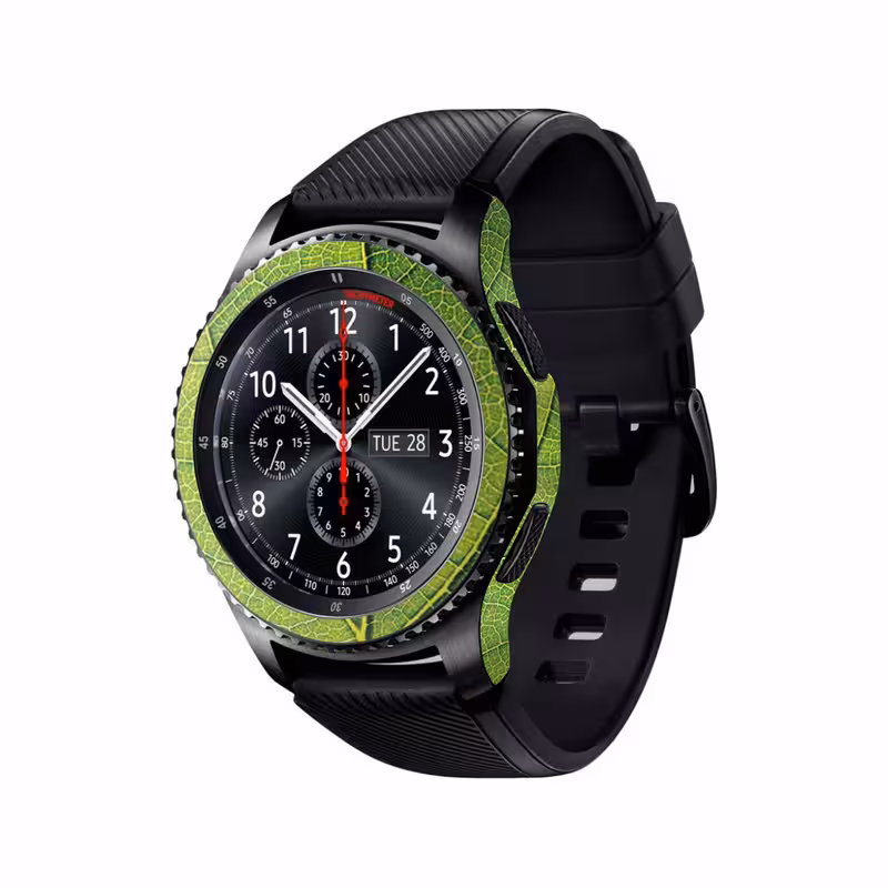 برچسب ماهوت طرح Leaf-Texture مناسب برای ساعت هوشمند سامسونگ Galaxy Gear S3 Frontier