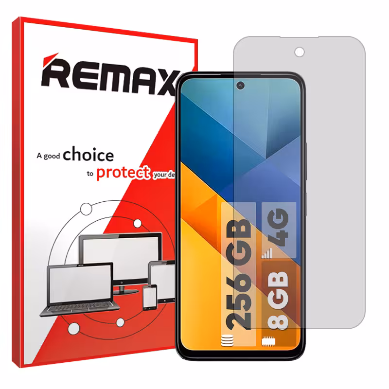 گلس صفحه نمایش و پشت گوشی شیائومی Poco M6 4G مدل هیدروژلی شفاف برند ریمکس کد SS