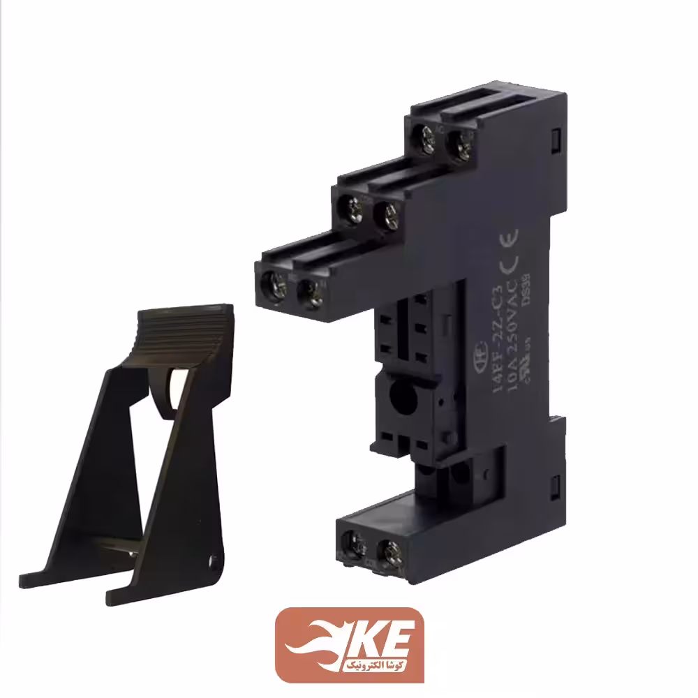 پایه رله کتابی مخصوص رله‌های بلند سری HF115FP هونگفا مدل 14FF-2Z-C3-H6