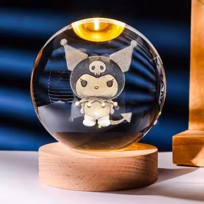 چراغ خواب مدل گوی کریستالی طرح کرومی قطر 6