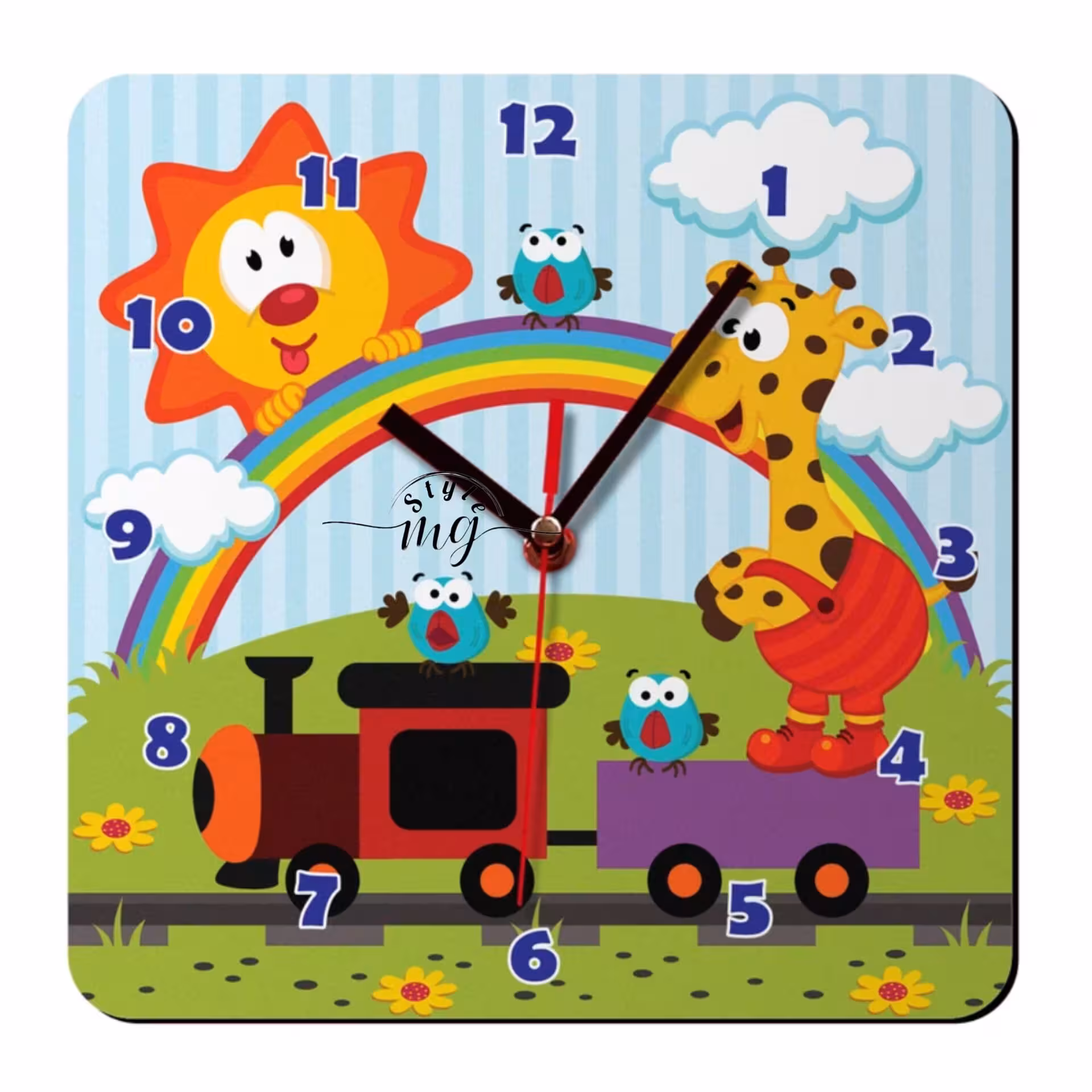 ساعت دیواری کودک باروچین طرح قطار کد 51سفری جذاب به دنیای ساعت‌ها