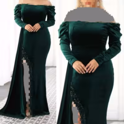پیراهن مهمانی زنانه مخمل مدل ماکسی مجلسی مخمل دنباله دار مخمل یلدایی ماکسی آلما