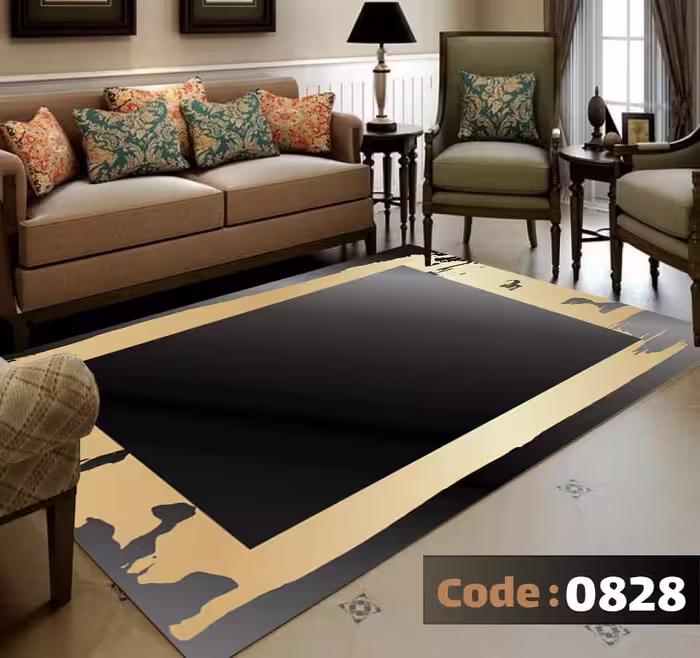 کاورفرش روفرشی دورکشدار گوشه لیفه ای لاکی ، آبی و متنوع کد 0828
