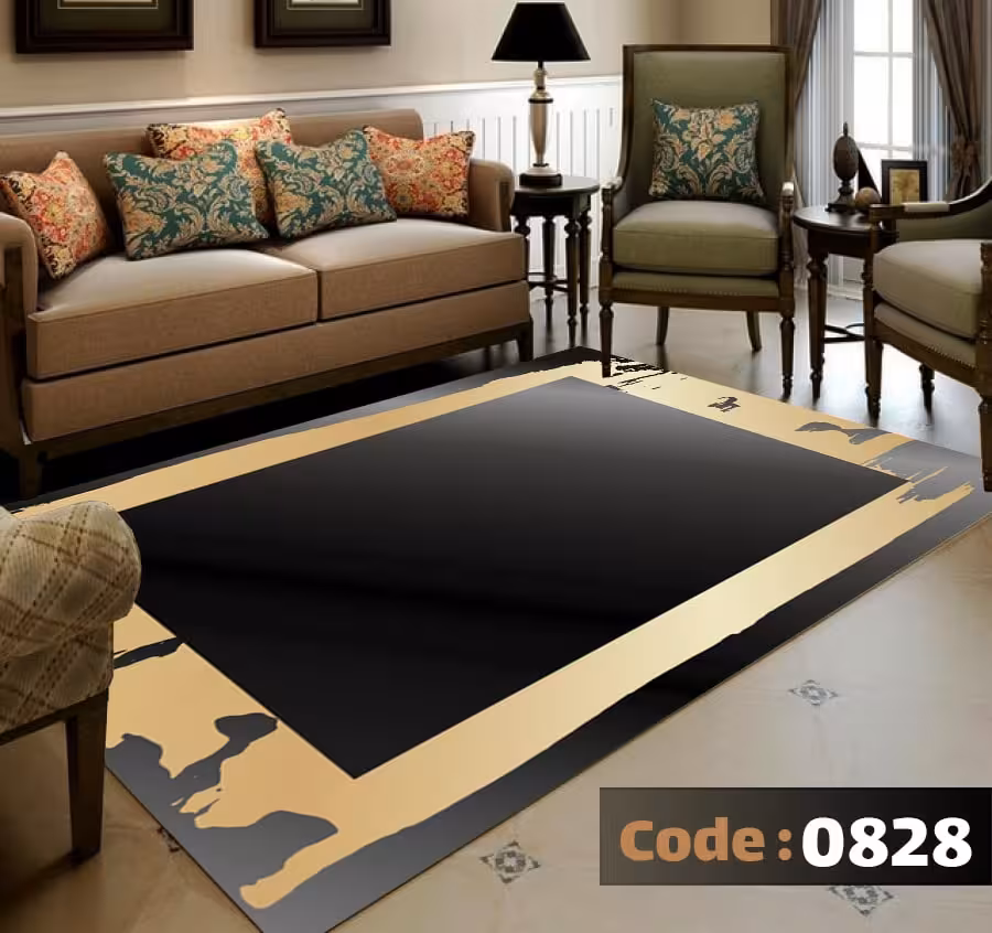 کاورفرش روفرشی دورکشدار گوشه لیفه ای لاکی ، آبی و متنوع کد 0828