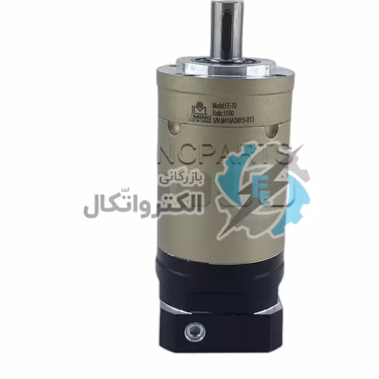 گیربکس سروو موتور liming لیمینگ مدل FE70-100-14 سایز 70 نسبت 1 به 100 شفت ورودی 14 شفت خروجی 16 ساخت تایوان فلنج گرد مناسب 400 وات 3000 دور (گیربکس سیاره ای خورشیدی)