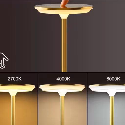 آباژور لمسی رومیزی مدل پایه بلند شارژی