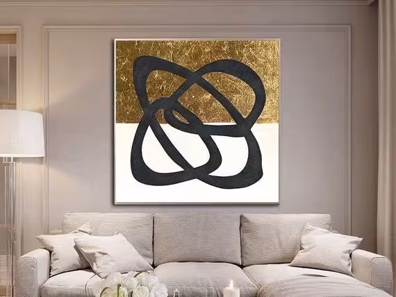 تابلو دکوراتیو سفید و طلایی کد کالا 369