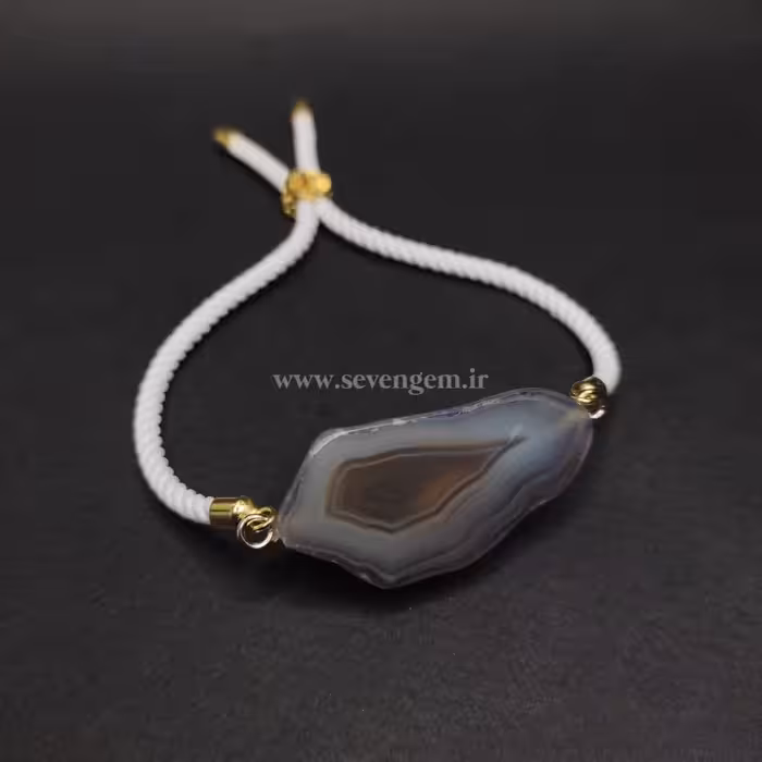 دستبند زنانه اسلایس سنگ عقیق سلیمانی (کد102)