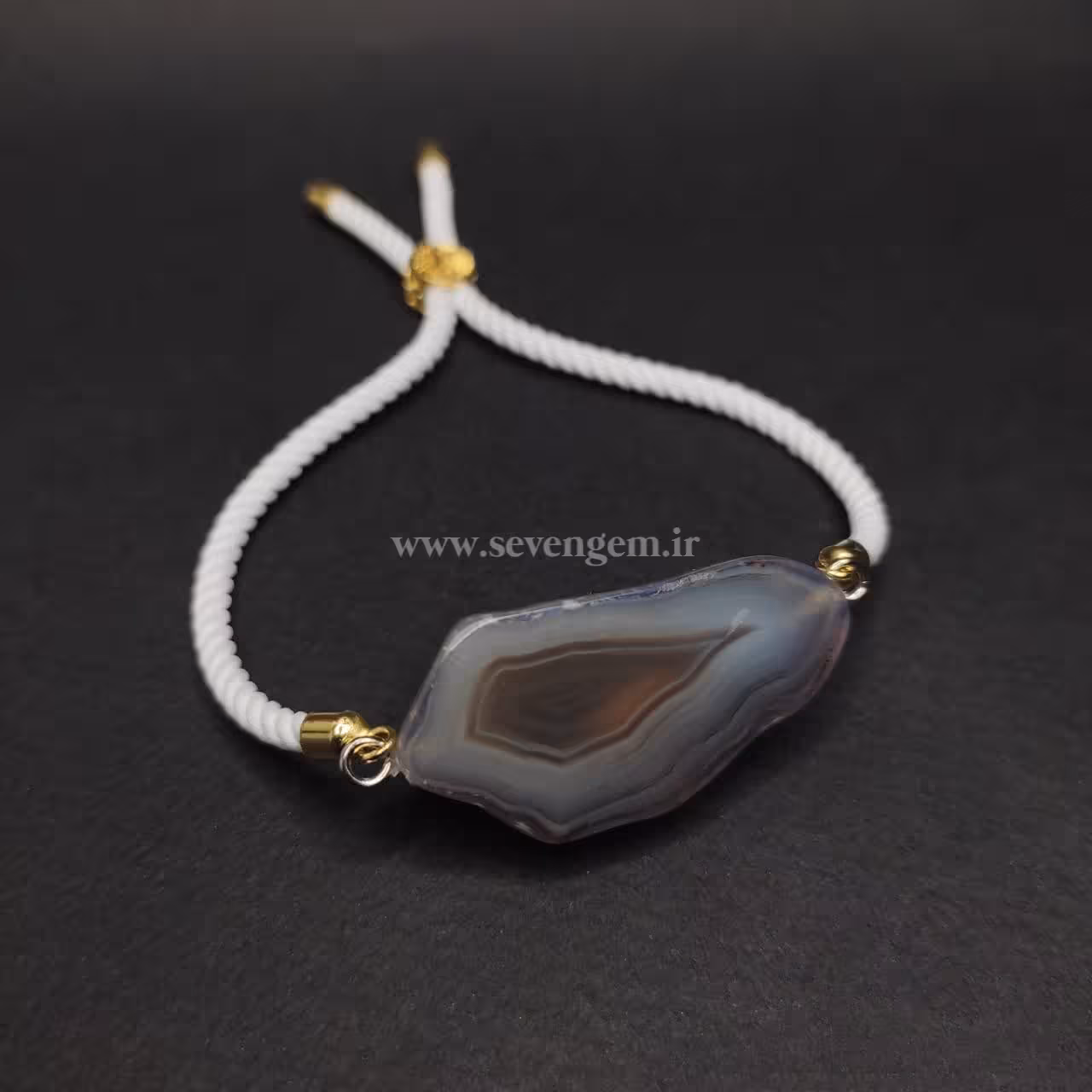 دستبند زنانه اسلایس سنگ عقیق سلیمانی (کد102)