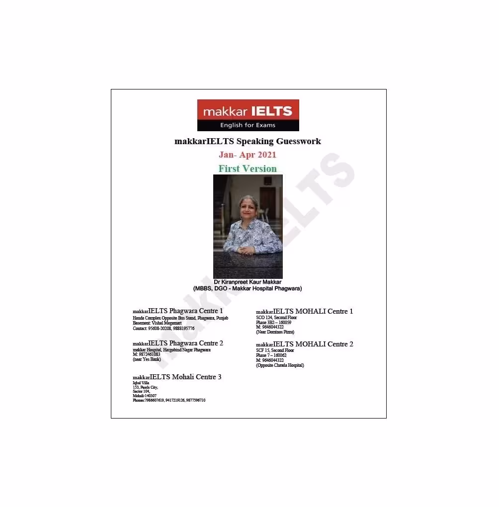 کتاب Makkar IELTS Speaking Jan - Apr 2021 First Version ماکار آیلتس اسپیکینگ