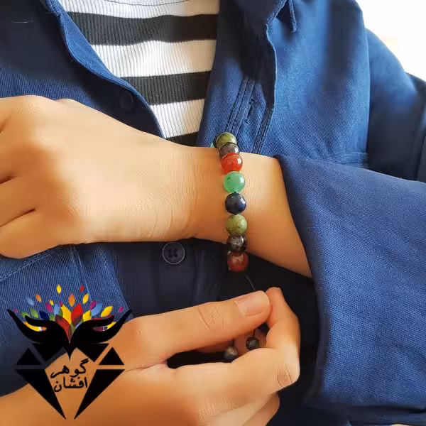 دستبند چند جواهر اصل سنگ درمانی 4001