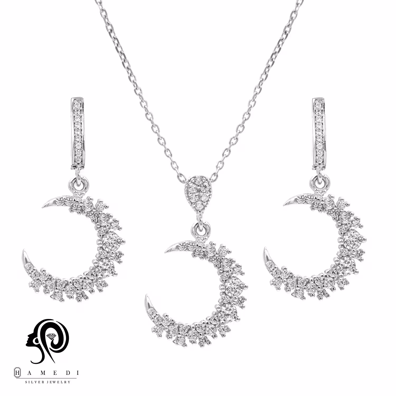 نیم ست نقره زنانه اسپرت ماه مدل NI B74