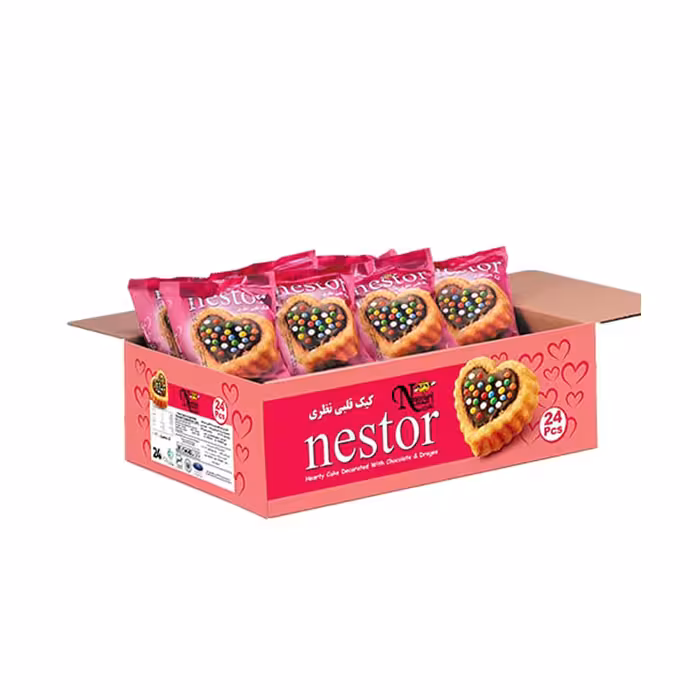 کیک روغنی قلبی نستور نظری 60 گرمی بسته 24 عددی