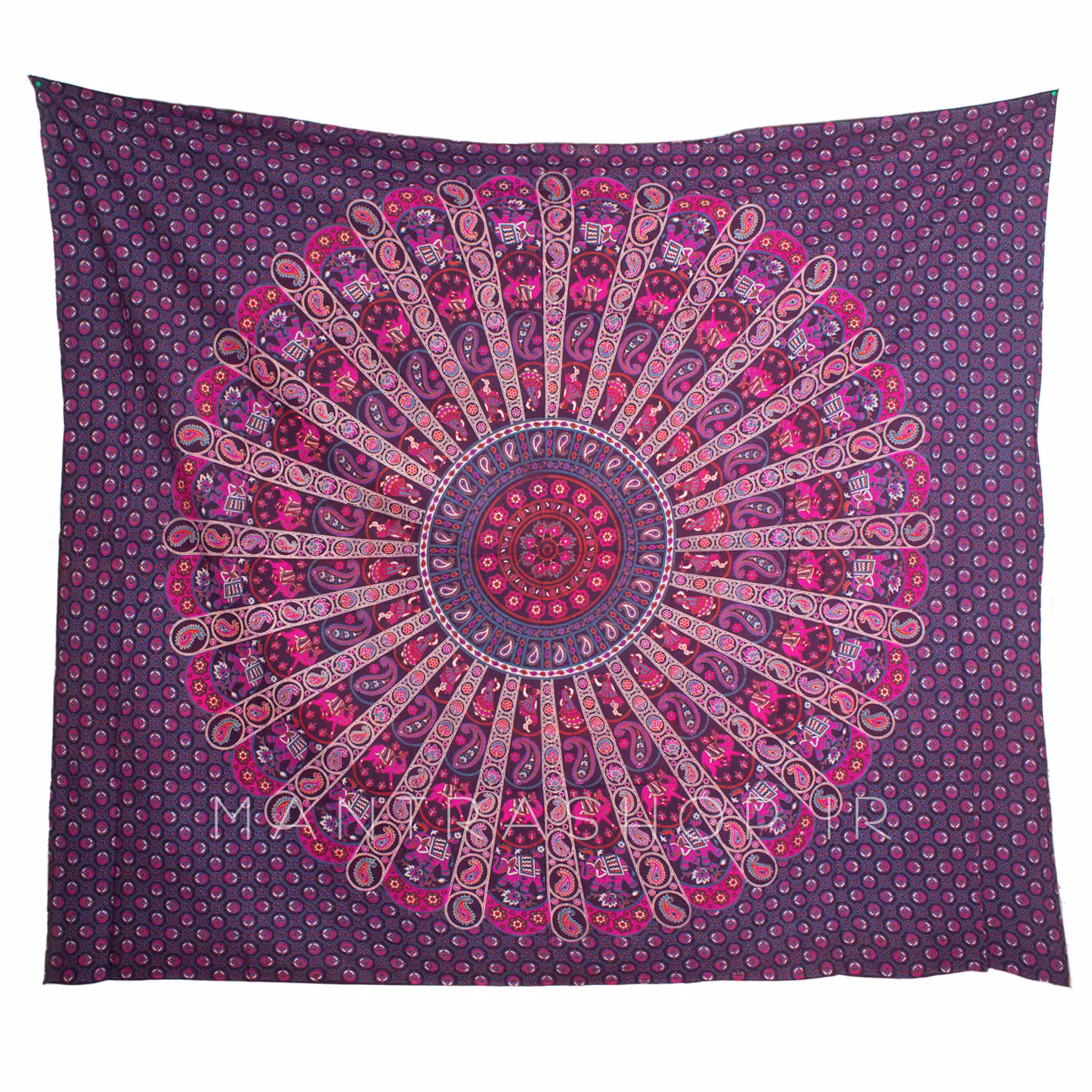 بکدراپ تپستری هندی طرح ماندالا تمام نخ : بنفش