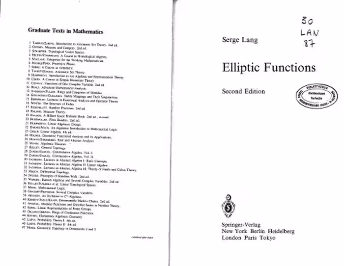 خرید و دانلود نسخه کامل کتاب Elliptic Functions