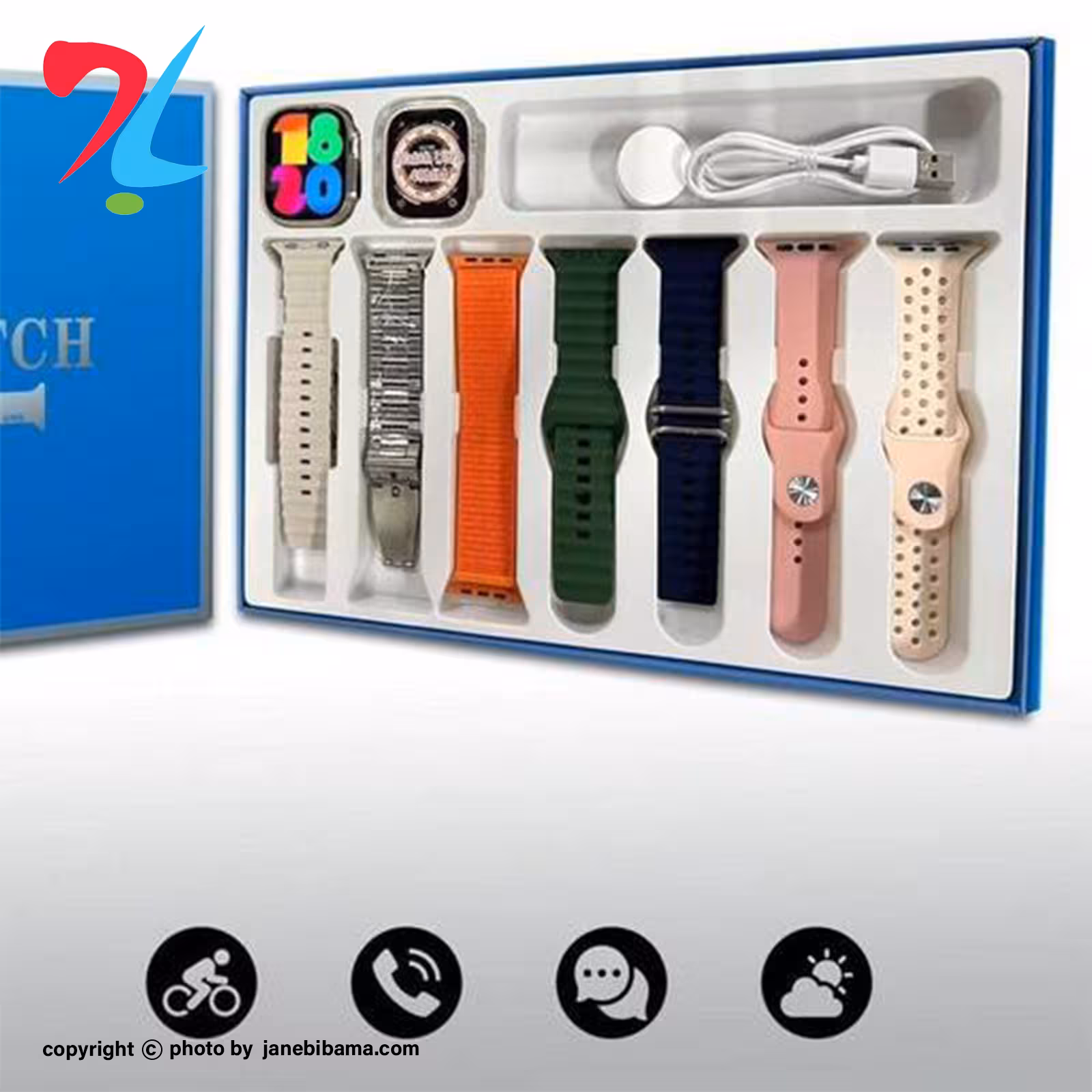 اسمارت واچ هوشمند smart watch WS-X9 Ultra - سیلور همراه با 7 بند مختلف - با شش ماه گارانتی