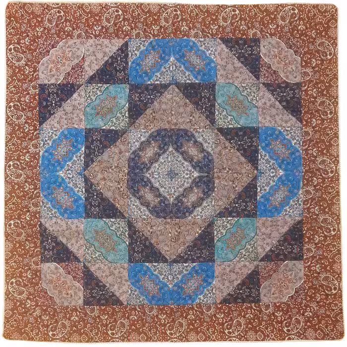 رومیزی مربع ترمه طرح چهل تکه کد TRM141