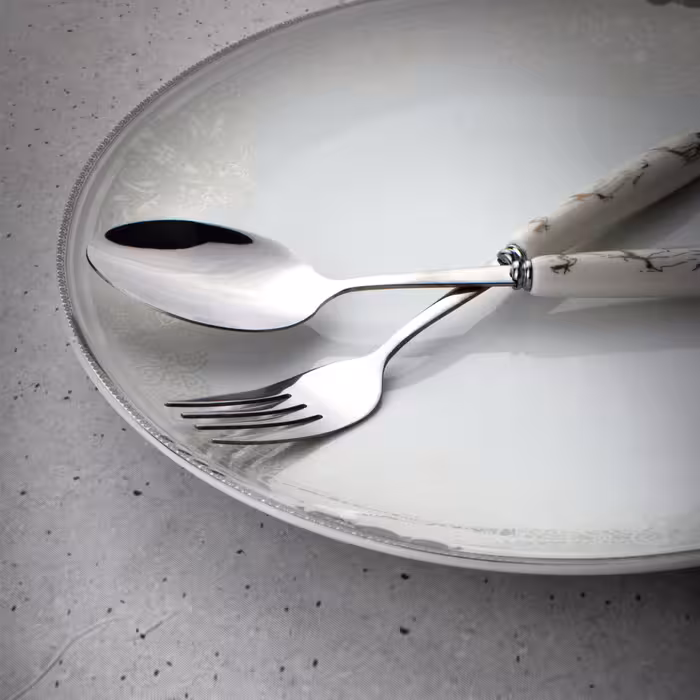 ست قاشق و چنگال 12 پارچه مدل دسته سرامیکی