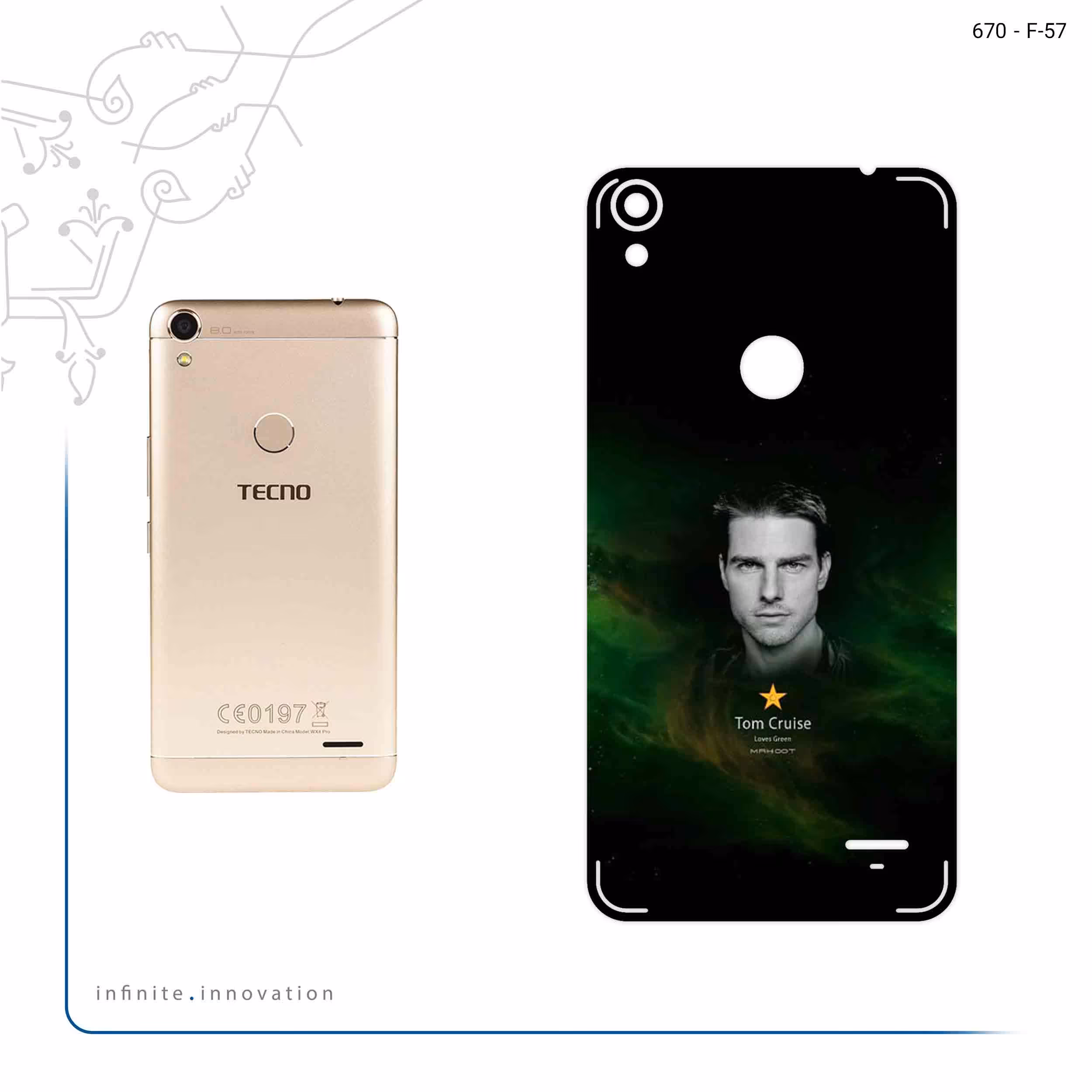 برچسب پوششی ماهوت مدل Tom Cruise مناسب برای گوشی موبایل تکنو WX4 Pro