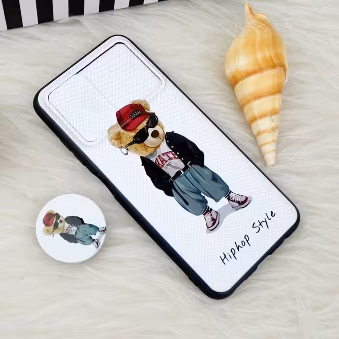 کاور طرح خرس کد 328 مناسب برای گوشی موبایل سامسونگ Galaxy A03s به همراه پاپ سوکت