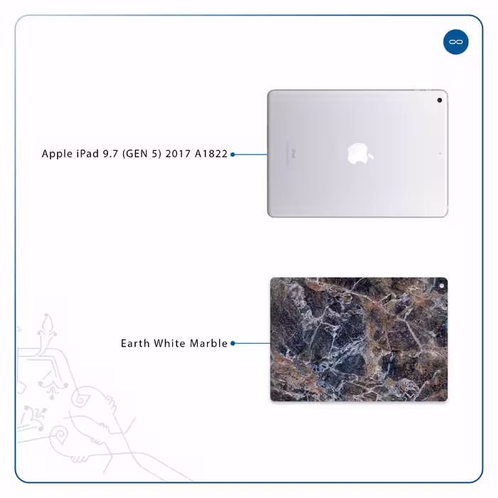 برچسب پوششی ماهوت مدل Earth-White-Marble مناسب برای تبلت اپل iPad 9.7 (GEN 5) 2017 A1822