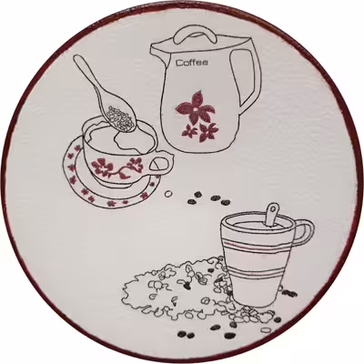 بشقاب دیوارکوب سفالی مدل فنجان و قوری کد 2 مجموعه 4 عددی