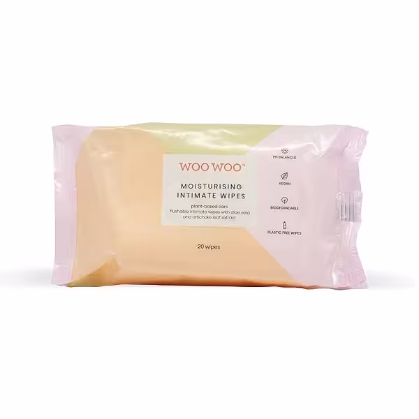 دستمال مرطوب نقاط حساس وو WooWoo مدل Range Goddess بسته 20 عددی اصل | حاوی آلوئه ورا و عصاره برگ کنگر فرنگی