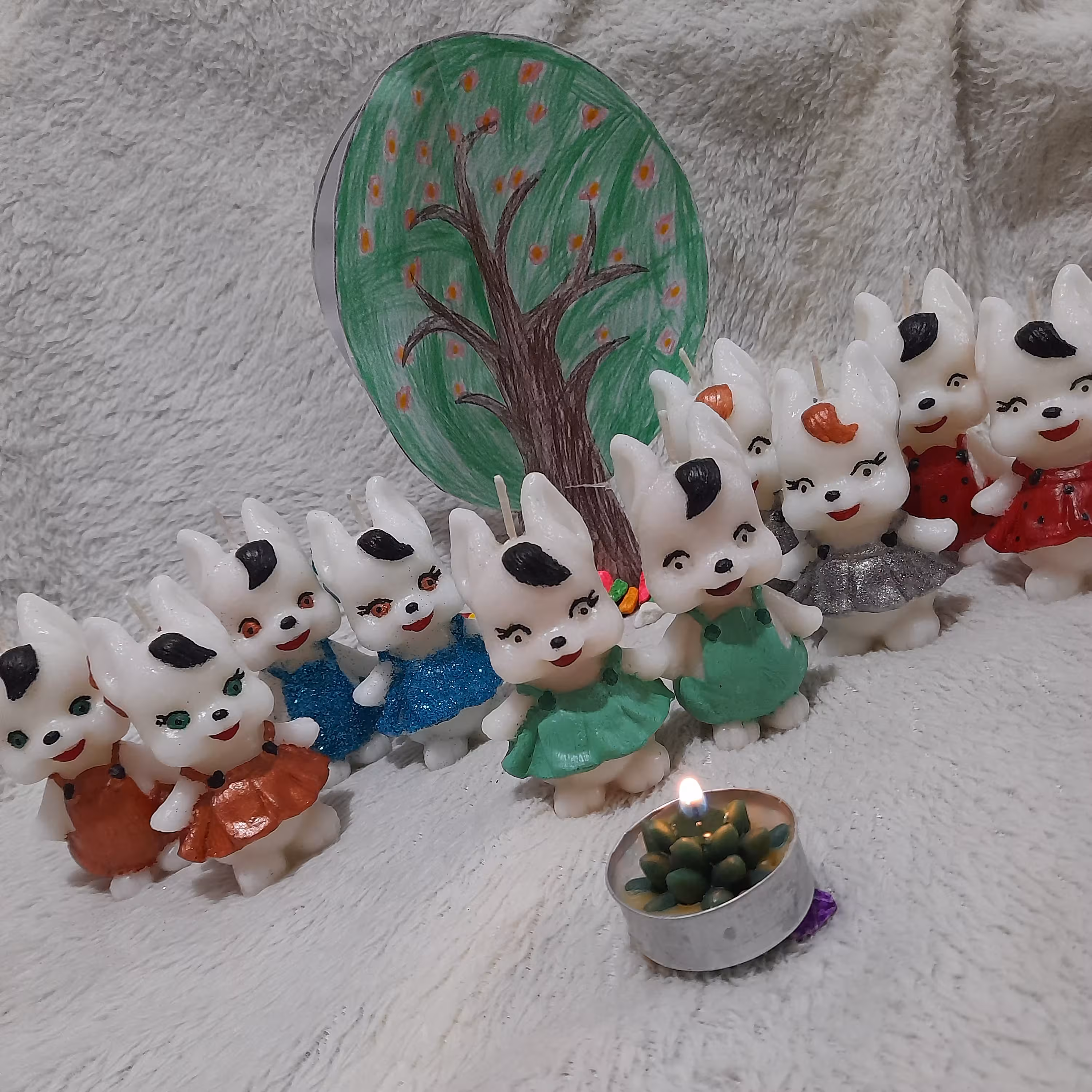 شمع های دختر و پسرخرگوشی رنگی و اکلیلی 1402